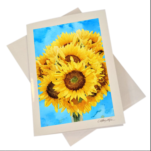 Single Sunflower 5-Pack Greeting Card Set